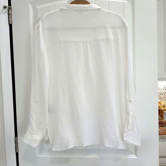 Sanctuary Womans White Waffle Knit 100% Cotton Long Sleeve, LARGE - Picture 6 of 6